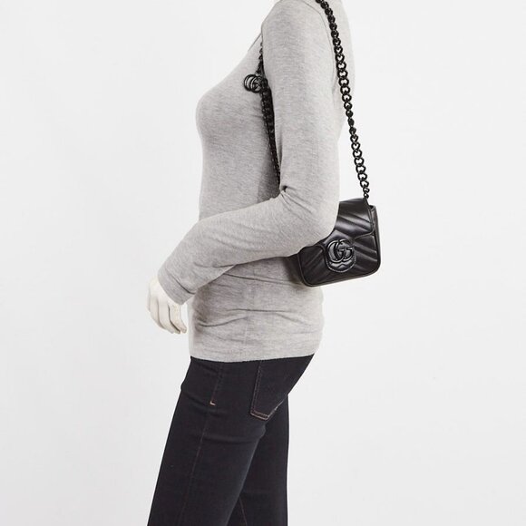 Gucci Black Quilted Leather Marmont Shoulder/Waist Bag - Picture 5 of 11